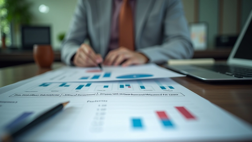 Government official reviewing fiscal consolidation documents and budget consolidation roadmap with detailed charts and analysis