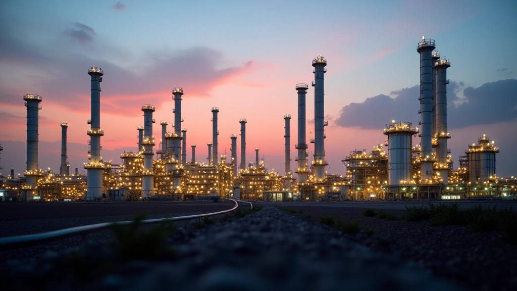 Oil refinery facility at sunset representing Malaysia's petroleum revenue dependency and energy sector